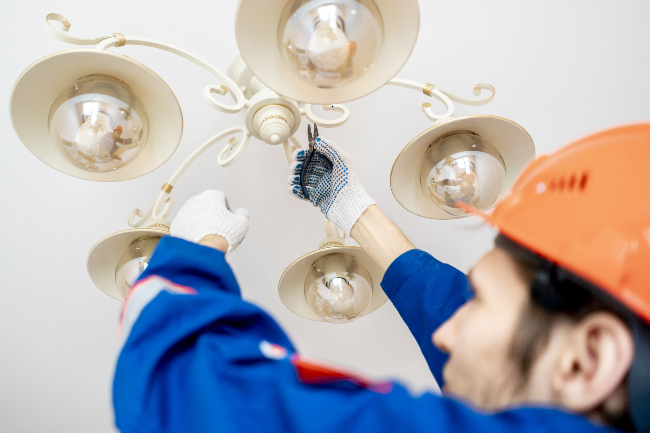 Modern recessed lighting installed in a living room ceiling