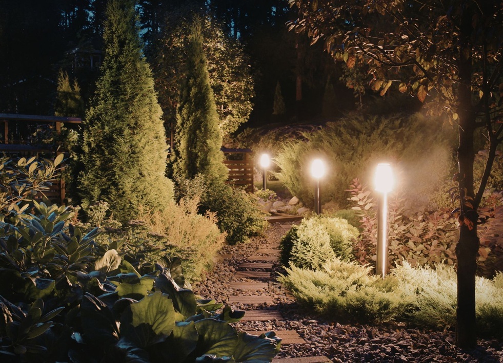 Garden path lights demonstrating how often should I change landscape lights for consistent outdoor illumination.